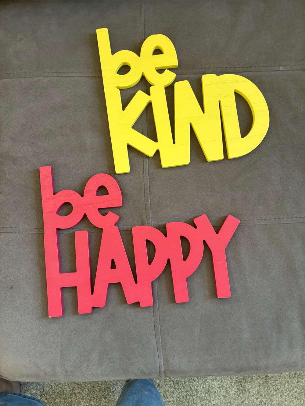Be Kind Yellow & Be Happy Pink Wall Decor -